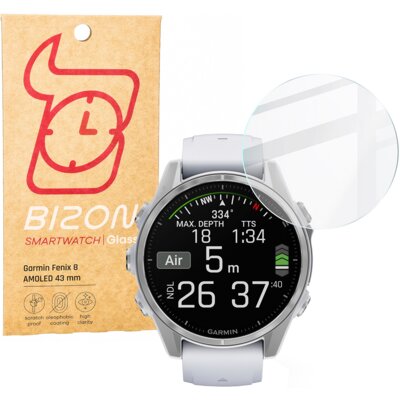 Szkło hartowane BIZON Glass Watch Clear do Garmin Fenix 8 Amoled (43mm)