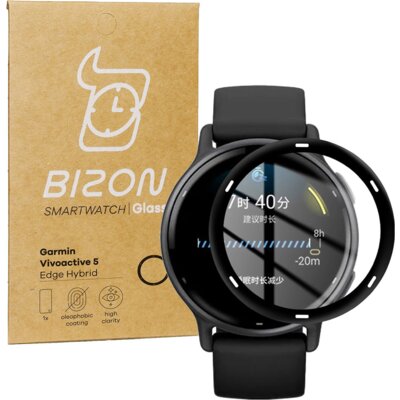 Szkło hybrydowe BIZON Glass Watch Edge Hybrid do Garmin Vivoactive 5 Czarny