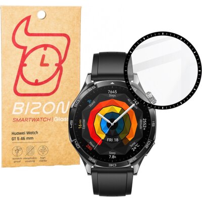 Szkło hybrydowe BIZON Glass Watch Edge Hybrid do Huawei Watch GT 5 46mm Czarny