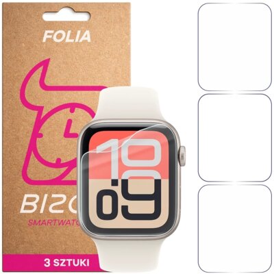 Folia hydrożelowa BIZON Watch Film Hydroflex do Apple Watch 4/5/6/7/8/9/SE/SE2/SE3 44/45 mm (3 szt.)
