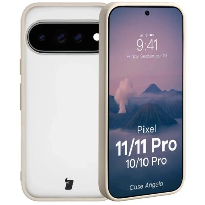 Etui BIZON Case Angelo do Google Pixel 11/11 Pro/10/10 Pro Przezroczysto-beżowy