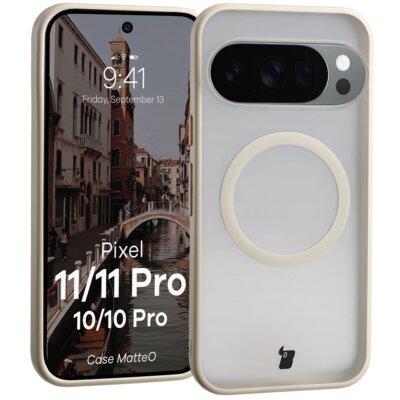 Etui BIZON Case Matteo do Google Pixel 11/11 Pro/10/10 Pro Przezroczysto-beżowy