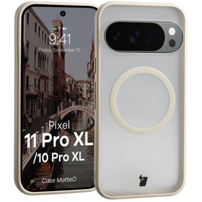 Etui BIZON Case Matteo do Google Pixel 11 Pro XL / 10 Pro XL Przezroczysto-beżowy