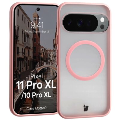 Etui BIZON Case Matteo do Google Pixel 11 Pro XL / 10 Pro XL Przezroczysto-różowy
