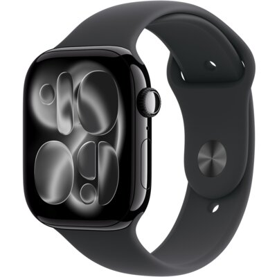 Apple Watch 11 GPS 42mm koperta z aluminium (onyks) + pasek sportowy rozmiar M/L (czarny)