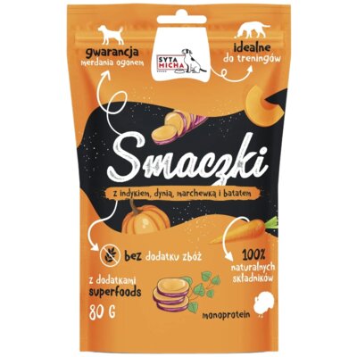 Przysmak dla psa SYTA MICHA Smaczki z indykiem, dynią, marchewką i batatami 80 g