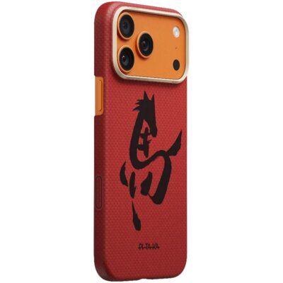 Etui PITAKA Ink Horse Painting do Apple iPhone 17 Pro Max Czerwony