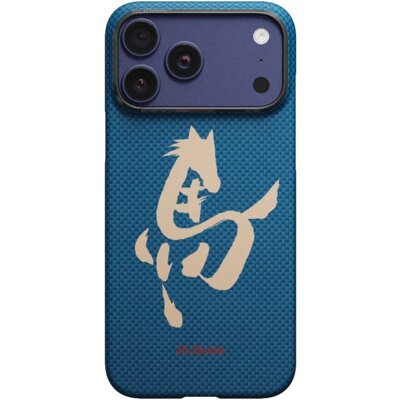 Etui PITAKA Ink Horse Painting do Apple iPhone 17 Pro Niebieski