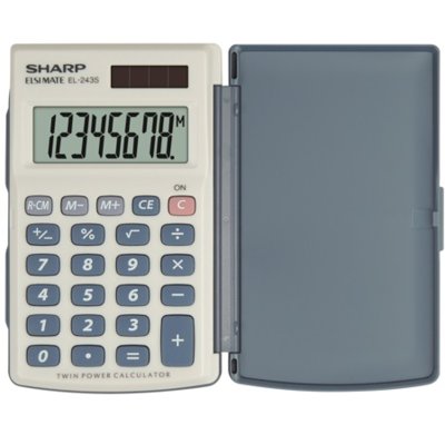 Kalkulator SHARP Handheld Box EL243S Zasilanie bateryjno-słoneczne, 3 pamięci Srebrny