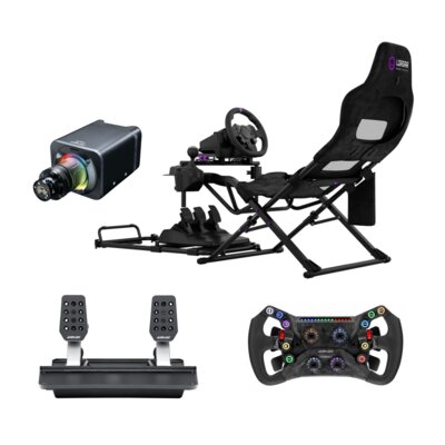 Baza kierownicy SIMAGIC Alpha Evo Sport 9 Nm S104 + Kokpit LORGAR Flex RAF1 Czarny + Zestaw pedałów SIMAGIC P500 + Kierownica SIMAGIC GT NEO 300mm QR50 + sprzęgło