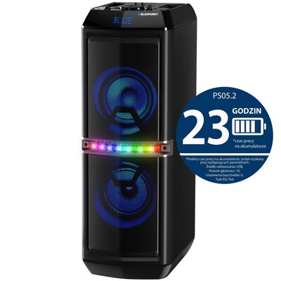 Power Audio BLAUPUNKT PS05.2DB, 60W, Bluetooth, Bateria 23 godziny, Bezprzewodowy mikrofon w zestawie, Wejście USB