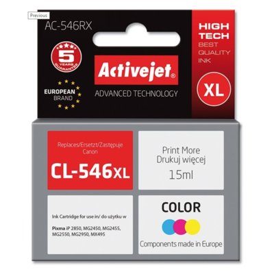 Tusz ACTIVEJET do Canon CL-546 XL Kolorowy 15 ml AC-546RX