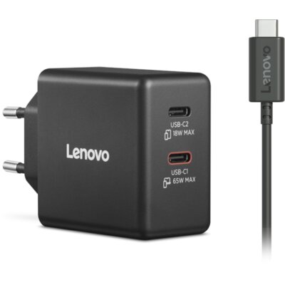 Ładowarka sieciowa LENOVO Dual USB-C 65W GaN Czarny