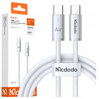 Kabel USB-C - USB-C MCDODO CA-7083 240W LED 1.8 m Biały