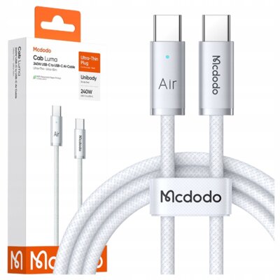 Kabel USB-C - USB-C MCDODO 240W LED 1.2 m Biały