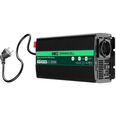 Przetwornica GREENCELL tryb UPS 12V na 230V Czysta sinusoida 300W/600W / Pompa centralnego ogrzewania