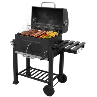 Grill ogrodowy węglowy LUND Deluxe 99910 Zamykany, półka boczna, termometr, kółka