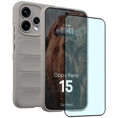 Etui BIZON Tur Pack do Oppo Reno 15 Jasnoszary + szkło hartowane
