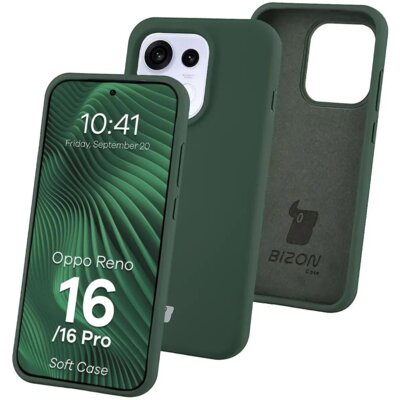 Etui BIZON Soft Case do Oppo Reno 16 / Reno 16 Pro 5G Ciemnozielony