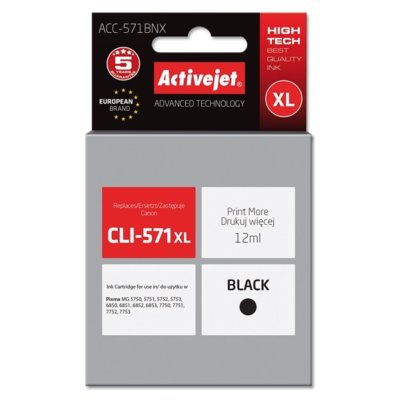 Tusz ACTIVEJET do Canon CLI-571BK XL Czarny 12 ml ACC-571BNX