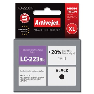 Tusz ACTIVEJET do Brother LC-223BK Czarny 16 ml AB-223BN