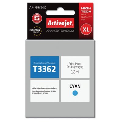 Tusz ACTIVEJET do Epson 33 XL T3362 Błękitny 12 ml AE-33CNX
