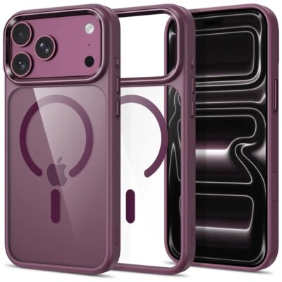 Etui TECH-PROTECT Magmat MagSafe CC do Apple iPhone 17 Pro/18 Pro Wiśniowo-przezroczysty