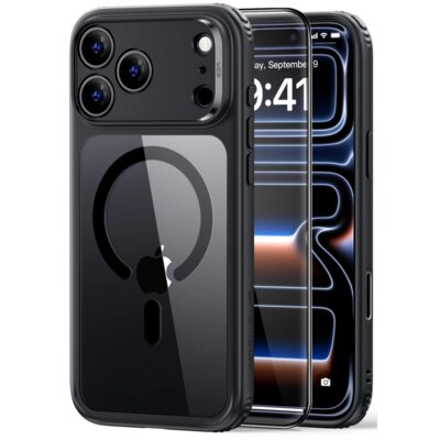 Etui ESR Classic Hybrid MagSafe & Tempered Glass do Apple iPhone 17 Pro Max/18 Pro Max Przezroczysto-czarny + szkło hartowane