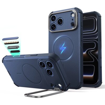 Etui ESR Cyber Tough Kickstand MagSafe do iPhone 17 Pro/18 Pro Niebieski