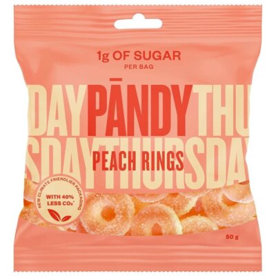 Żelki błonnikowe PANDY Peach rings Brzoskwiniowy (50 g)