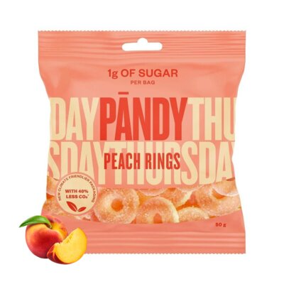 Żelki błonnikowe PANDY Peach rings Brzoskwiniowy (50 g)