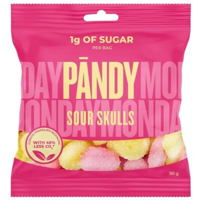 Żelki błonnikowe PANDY Sour skulls Malina i cytryna (50 g)