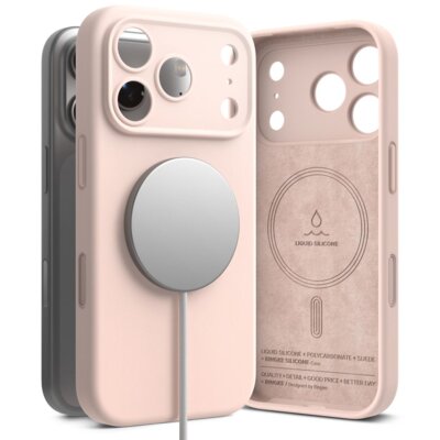 Etui RINGKE Silicone Magnetic MagSafe do Apple iPhone 18 Pro Piaskowy róż