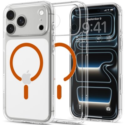 Etui SPIGEN Ultra Hybrid MagSafe do Apple iPhone 17 Pro/18 Pro Przezroczysto-pomarańczowy