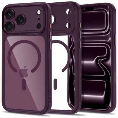 Etui TECH-PROTECT MagPeak MagSafe CC do Apple iPhone 17 Pro/18 Pro Przezroczysto-wiśniowy