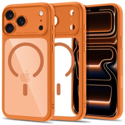 Etui TECH-PROTECT MagPeak MagSafe CC do Apple iPhone 17 Pro Max/18 Pro Max Przezroczysto-pomarańczowy