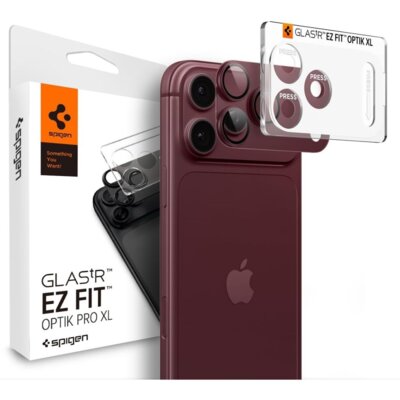 Nakładka na obiektyw SPIGEN Optik Pro XL Glas. Tr Ez Fit do Apple iPhone 18 Pro Max Burgundowy