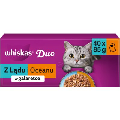 Whiskas Duo Adult karma mokra z lądu i oceanu w galaretce 40 x 85 g