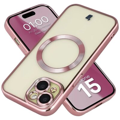 Etui BIZON Case GuardO do Apple iPhone 15 Przezroczysto-różowy