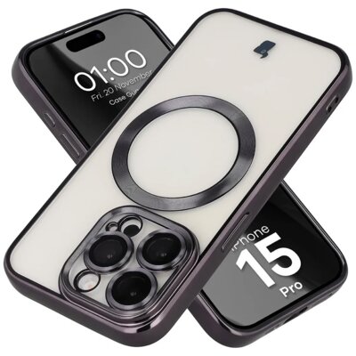 Etui BIZON Case GuardO do Apple iPhone 15 Pro Przezroczysto-czarny