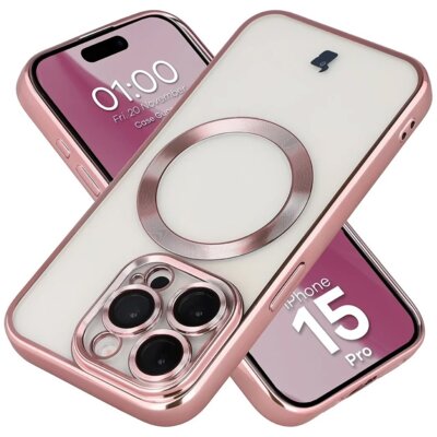Etui BIZON Case GuardO do Apple iPhone 15 Pro Przezroczysto-różowy