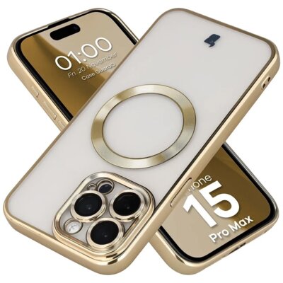 Etui BIZON Case GuardO do Apple iPhone 15 Pro Max Przezroczysto-złoty