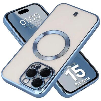 Etui BIZON Case GuardO do Apple iPhone 15 Pro Max Przezroczysto-niebieski