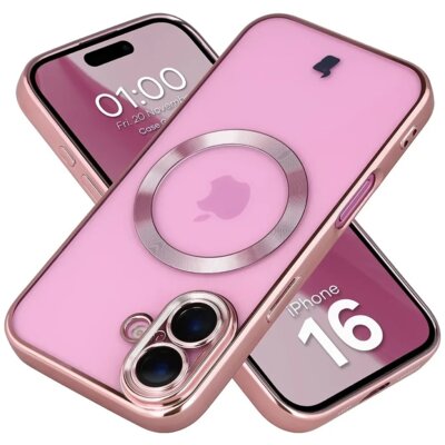 Etui BIZON Case GuardO do Apple iPhone 16 Przezroczysto-różowy