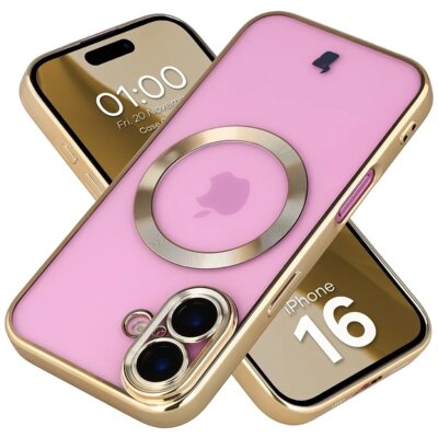 Etui BIZON Case GuardO do Apple iPhone 16 Przezroczysto-złoty