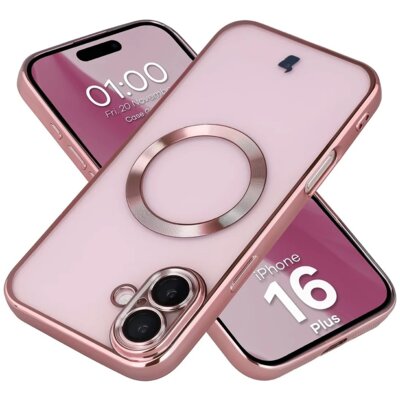 Etui BIZON Case GuardO do Apple iPhone 16 Plus Przezroczysto-różowy