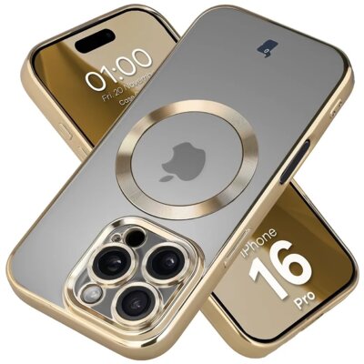 Etui BIZON Case GuardO do Apple iPhone 16 Pro Przezroczysto-złoty