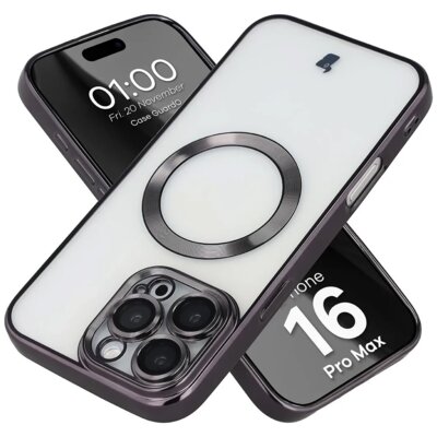 Etui BIZON Case GuardO do Apple iPhone 16 Pro Max Przezroczysto-czarny