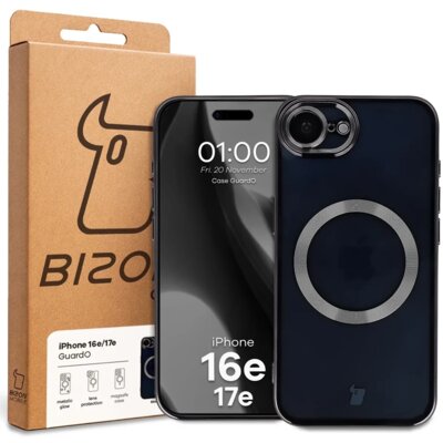 Etui BIZON Case GuardO do iPhone 17e/16e Przezroczysto-czarny