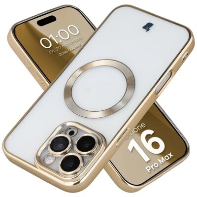 Etui BIZON Case GuardO do Apple iPhone 16 Pro Max Przezroczysto-złoty